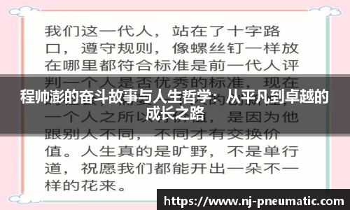 程帅澎的奋斗故事与人生哲学：从平凡到卓越的成长之路